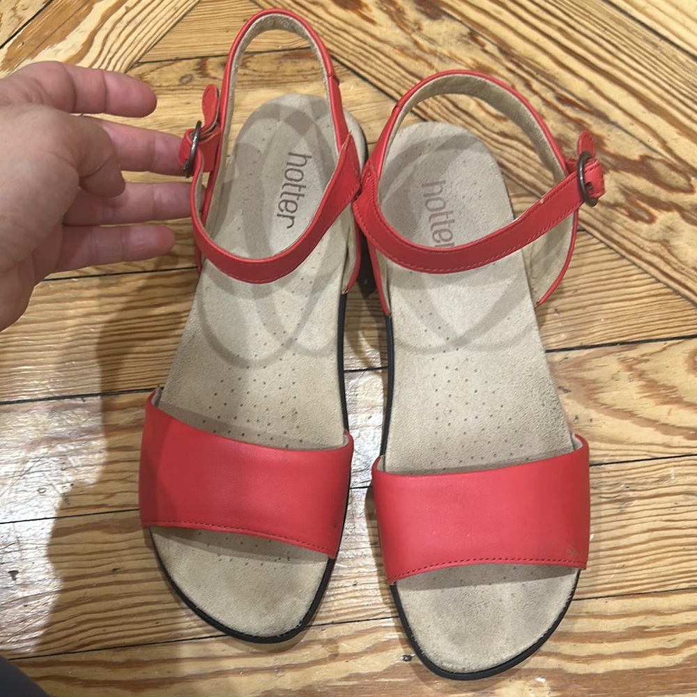 Hotter Red Sandals Classic Comfort Design